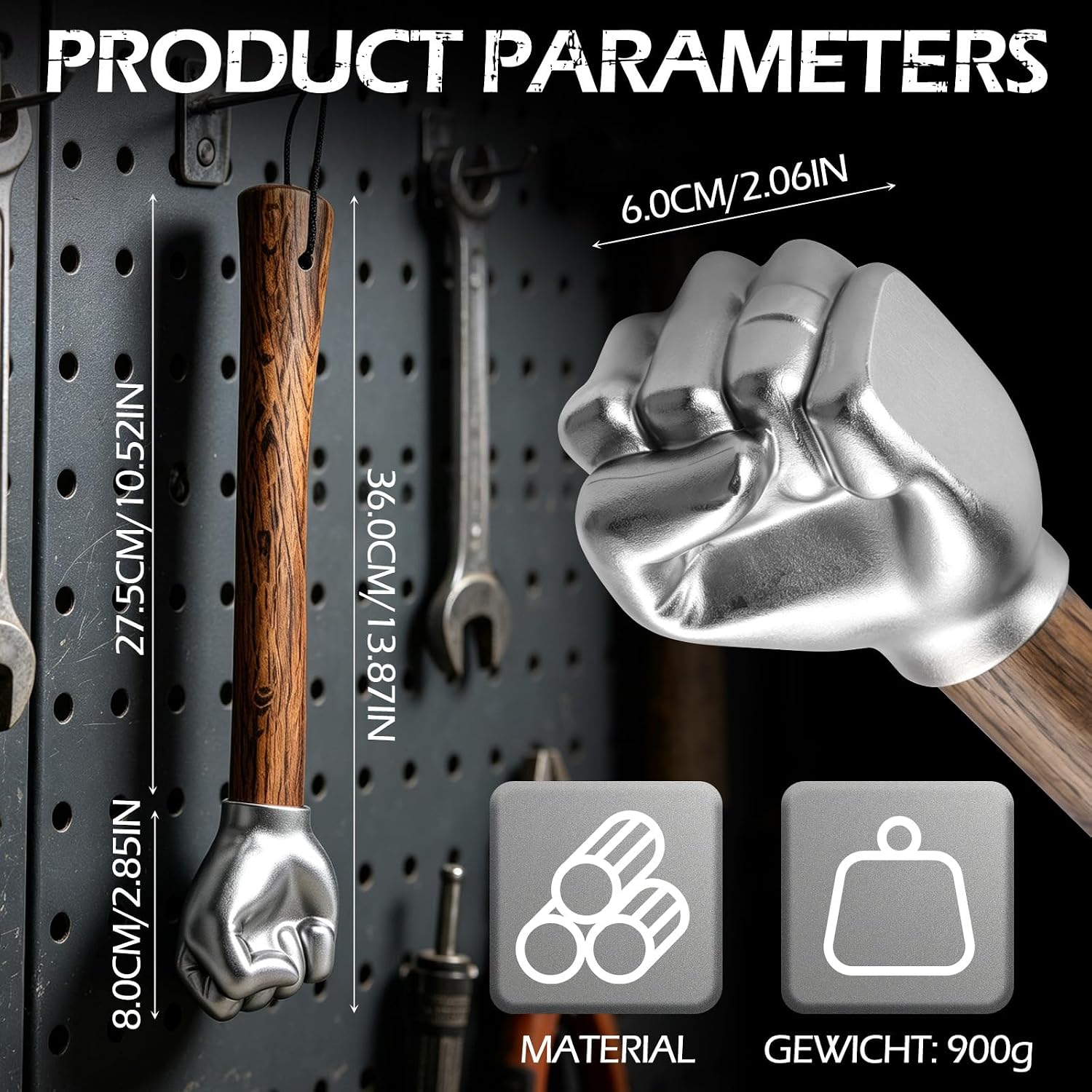 Hammer Fist Shape Gift for Men Hand Tool Decoration Heavy Metal – Bild 2