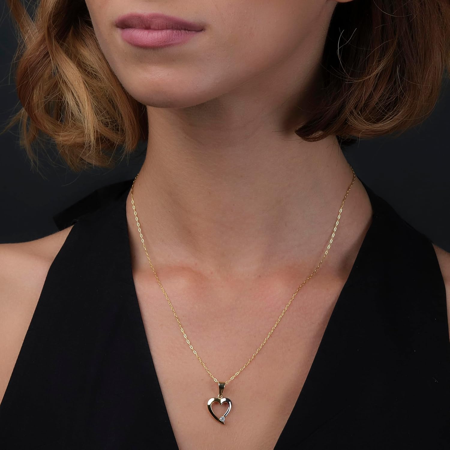 MIORE 9ct Bicolour Yellow Gold / White Gold Heart Pendant (375) - Pendant Gold/with Gold Chain/Silver Chain, Gold Jewellery Women – Bild 4