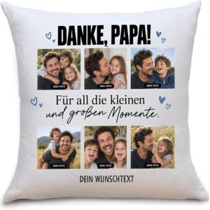 OWLBOOK® Photo Cushion for Dad with 6 Photos Design Yourself Birthday Dad