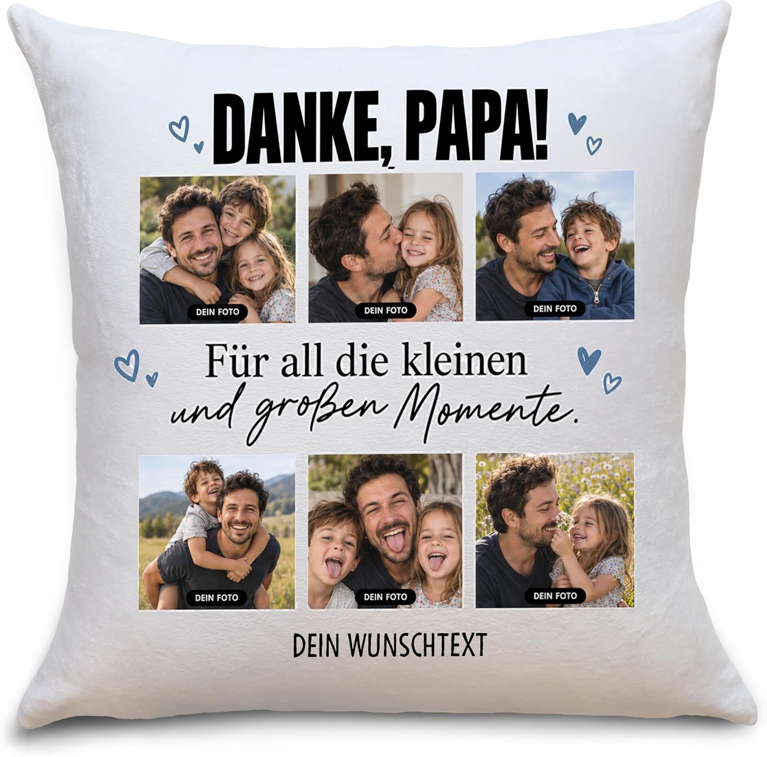 OWLBOOK® Photo Cushion for Dad with 6 Photos Design Yourself Birthday Dad