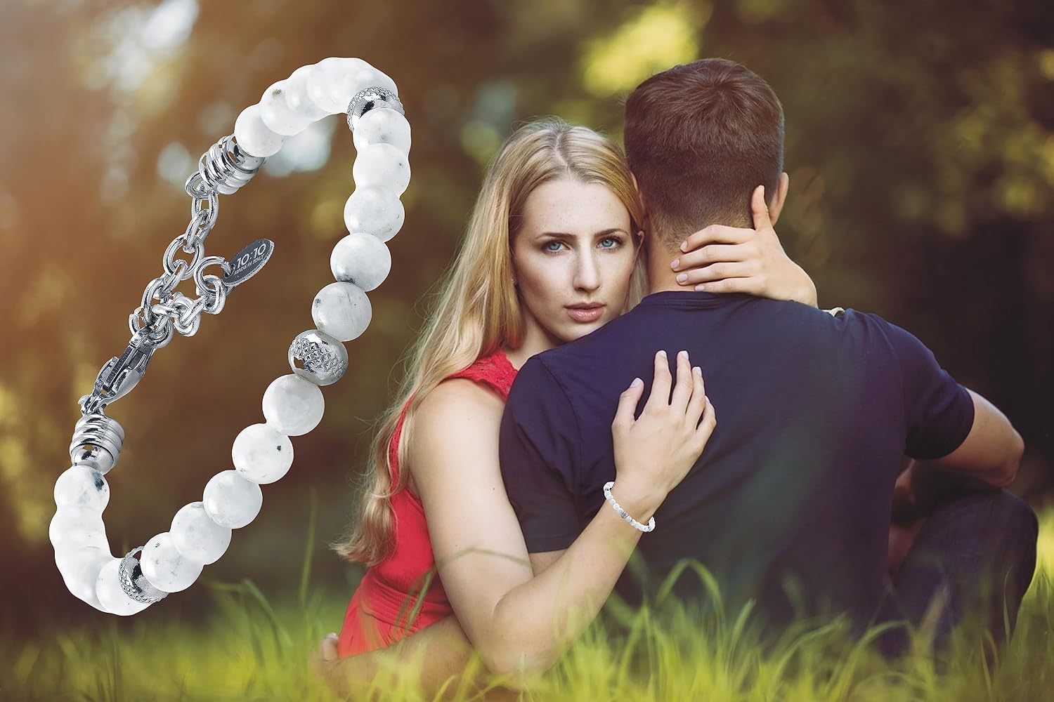 10:10 Natural Moonstone Bracelet 6mm Stainless Steel Beads Highly Resistant – Bild 4