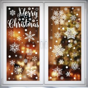 275 Window Stickers Christmas Self-Adhesive, Moxled Snowflakes Window Decoration Christmas, Reusable Static Adhesive PVC Stickers for Windows Door Winter Snowflakes Christmas Decoration