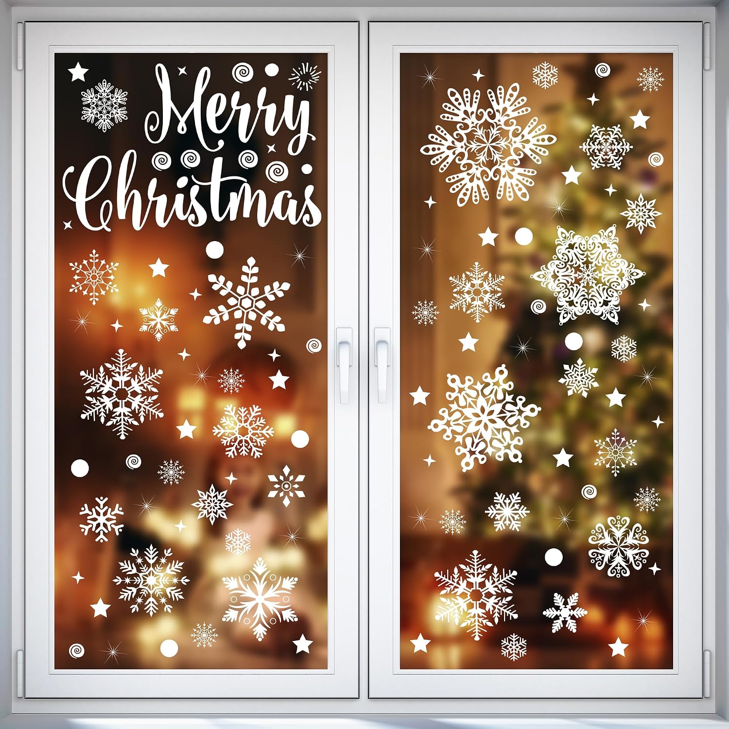 275 Window Stickers Christmas Self-Adhesive, Moxled Snowflakes Window Decoration Christmas, Reusable Static Adhesive PVC Stickers for Windows Door Winter Snowflakes Christmas Decoration