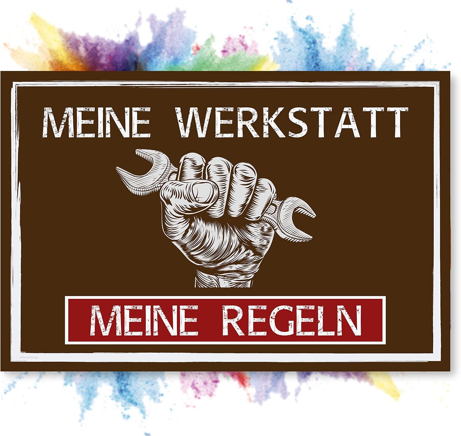 German-Language Workshop Sign as a Christmas Gift for Dad, Gift Ideas for Father’s Day or Birthdays, 30 x 20 cm, Plastic “Meine Werkstatt, Meine Regeln” Sign – Bild 7