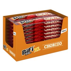 BiFi Chorizo XL Sticks – Pack of 20 (20 x 26 g) – Sausage Snack To Go – Air Dried Meat & Sausages Package – Chorizo Meat Sausage Sausage with Pepper, Chili and Garlic – Ideal Nibble Box – Sausage Pack