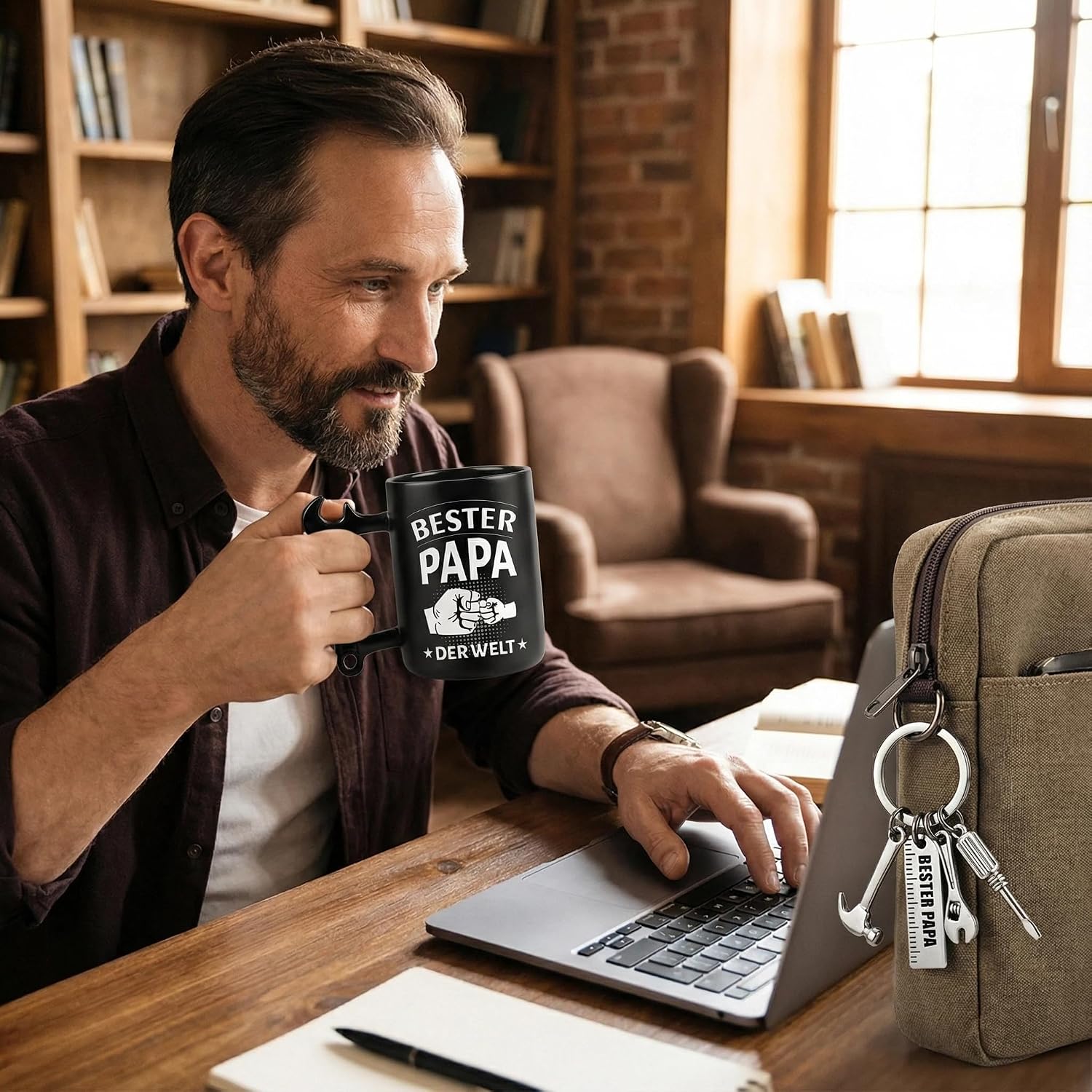 Christmas Gifts Dad Gifts Coffee Mug with Wrench Handle, Christmas Gifts for Dad, Gift for Men Birthday, Father's Day, Father's Day Gift, (Double-Sided Text) 350 ml Mug – Bild 3