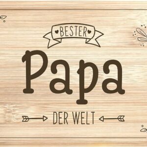 Breakfast Board with Saying „Bester Papa der Welt“ – Wooden Board Made in Germany Made of Real Wood – Gift for Father (Dad)