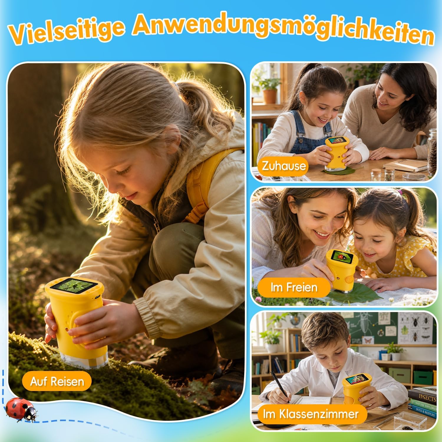 Digital Microscope for Children 1000X Zoom, Photo & Video Orange – Bild 8