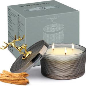 Scented Candles Gift Set for Women, KHOLEZ Large Scented Candles in Glass with Lid, Birthday Gift for Women – 3 Wick Soy Sandalwood Candle for Wife Girlfriend Mum Best Friend Scented Candle Christmas