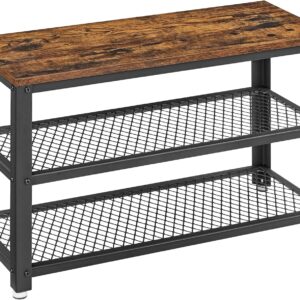 VASAGLE Shoe Bench Shoe Cabinet Seat Shoe Rack 3 Tier