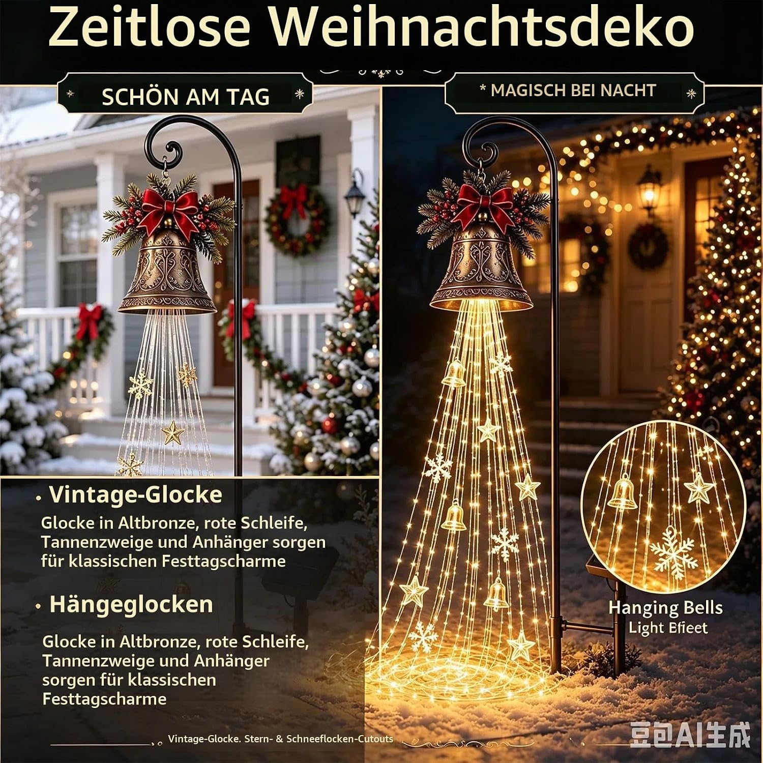 Christmas Bell Cascade Solar Garden Light for Garden Decoration Outdoor – Bild 3