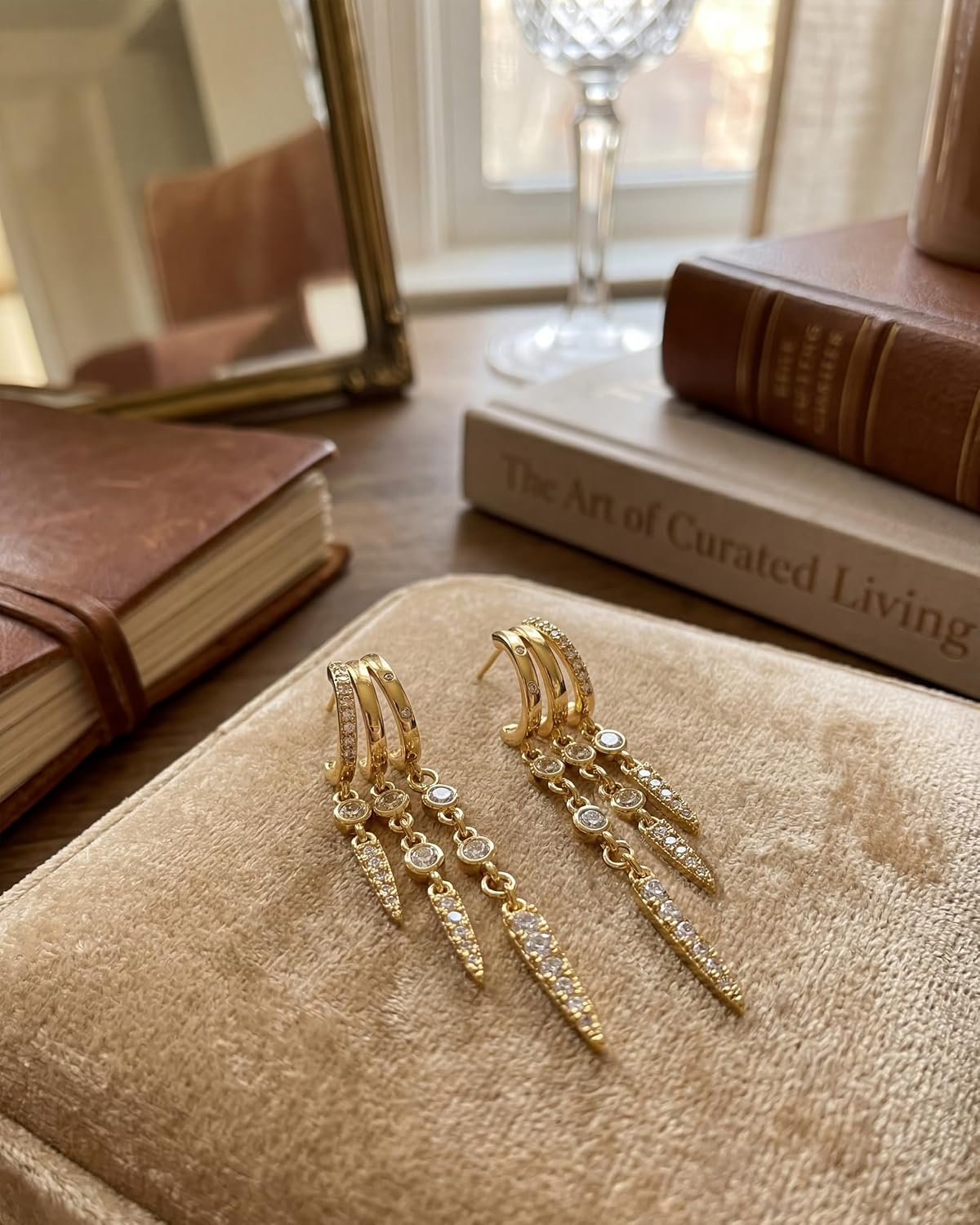 MUMREUES Ohrringe Gold Hängend 14 Karat Vergoldet Ohrringe Creolen Damen Stecker Hypoallergen Wasserfest Minimalistische Minimalist Elegant Quasten Ketten Schmuck Geschenke – Bild 8