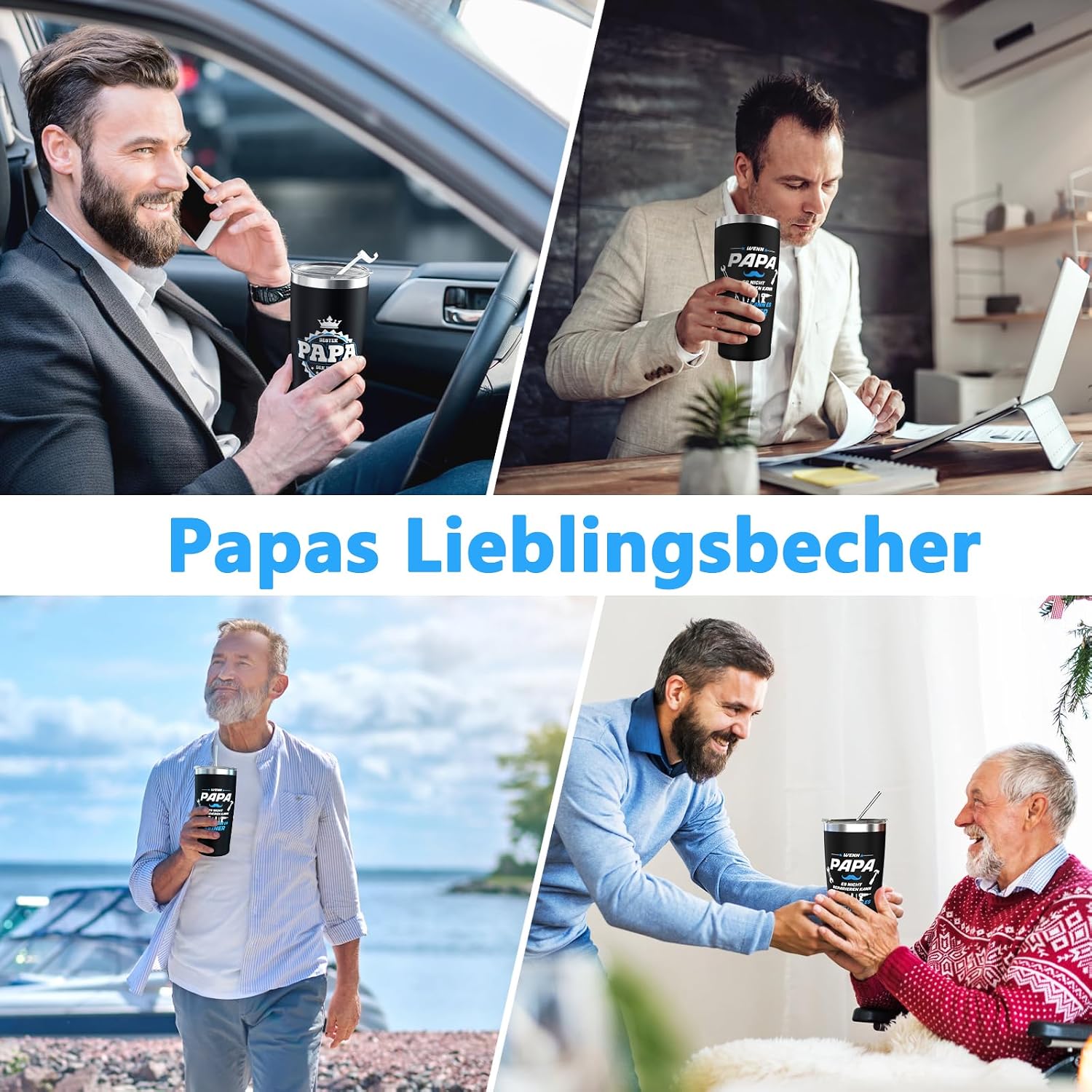 LILABIENE Thermal Mug Dad Car Mug Coffee Mug Coffee to Go Thermal Insulated Mug Gift for Father Father's Day Birthday Christmas 600 ml – Bild 3