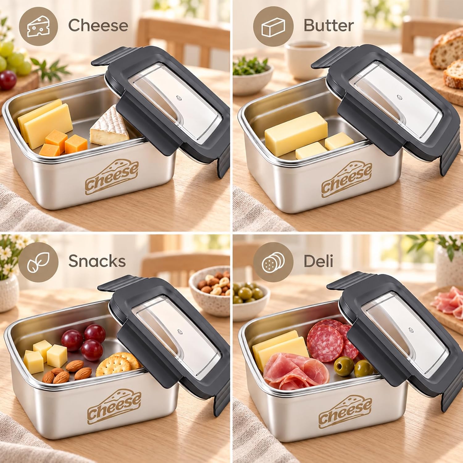 Cheese Box Fridge Stainless Steel with Lid and Viewing Window for Cheese – Bild 6