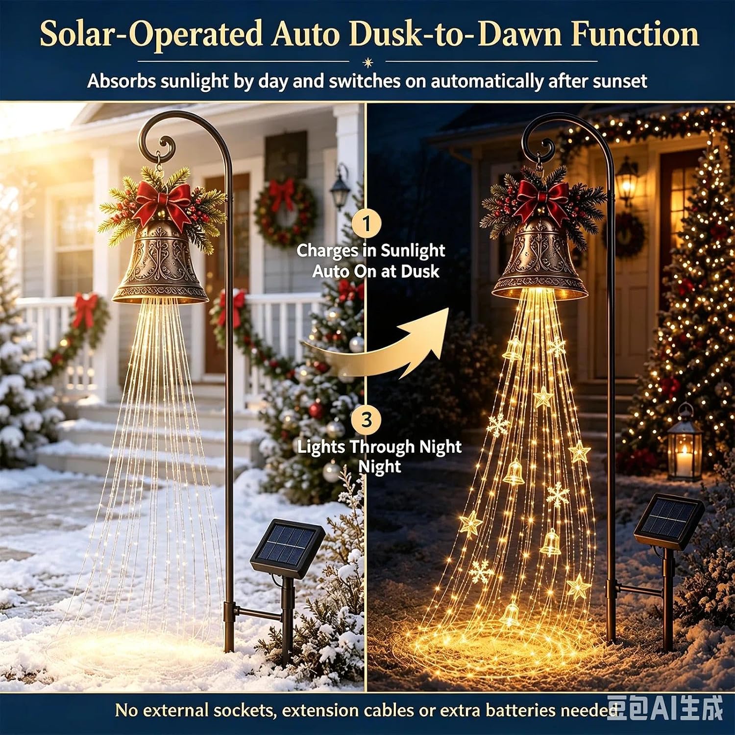 Christmas Bell Cascade Solar Garden Light for Garden Decoration Outdoor – Bild 4