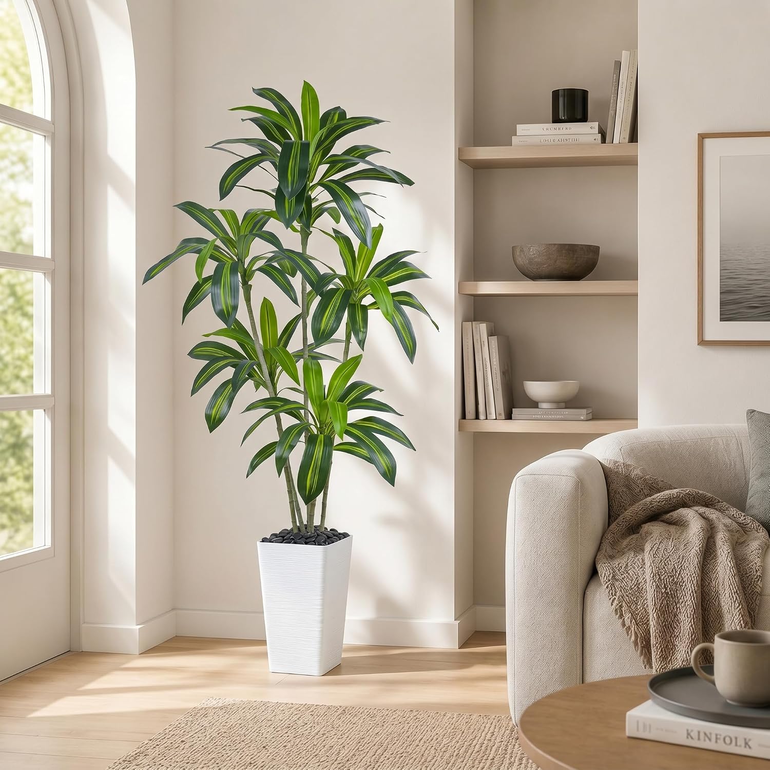 Artificial Dragon Tree Plants 180 cm Artificial Plants Large White Pot – Bild 5