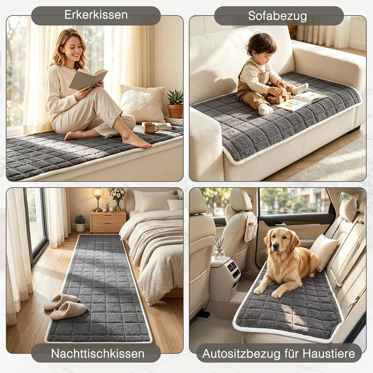 Thick Soft Sofa Cover Washable, Non-Slip Furniture Protector for 2 3 4 Seater Versatile Sofa Blanket for Dogs Cats Children, Universal Sofa Throw for Living Room, Grey 70 x 150 cm, 1 Piece – Bild 7