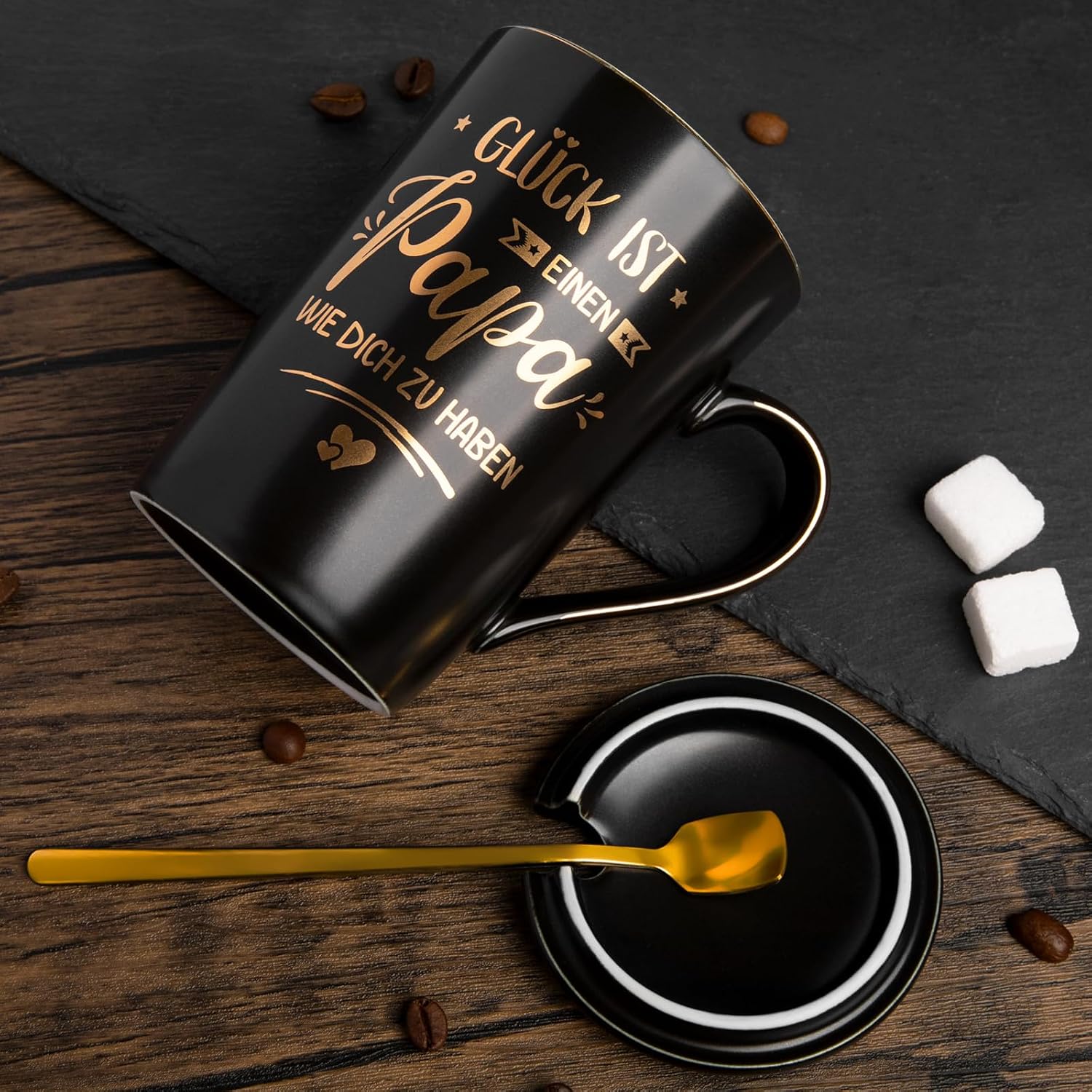 Papa Gift - 14 oz of All Times, Black Decorative Coffee Mug – Bild 5