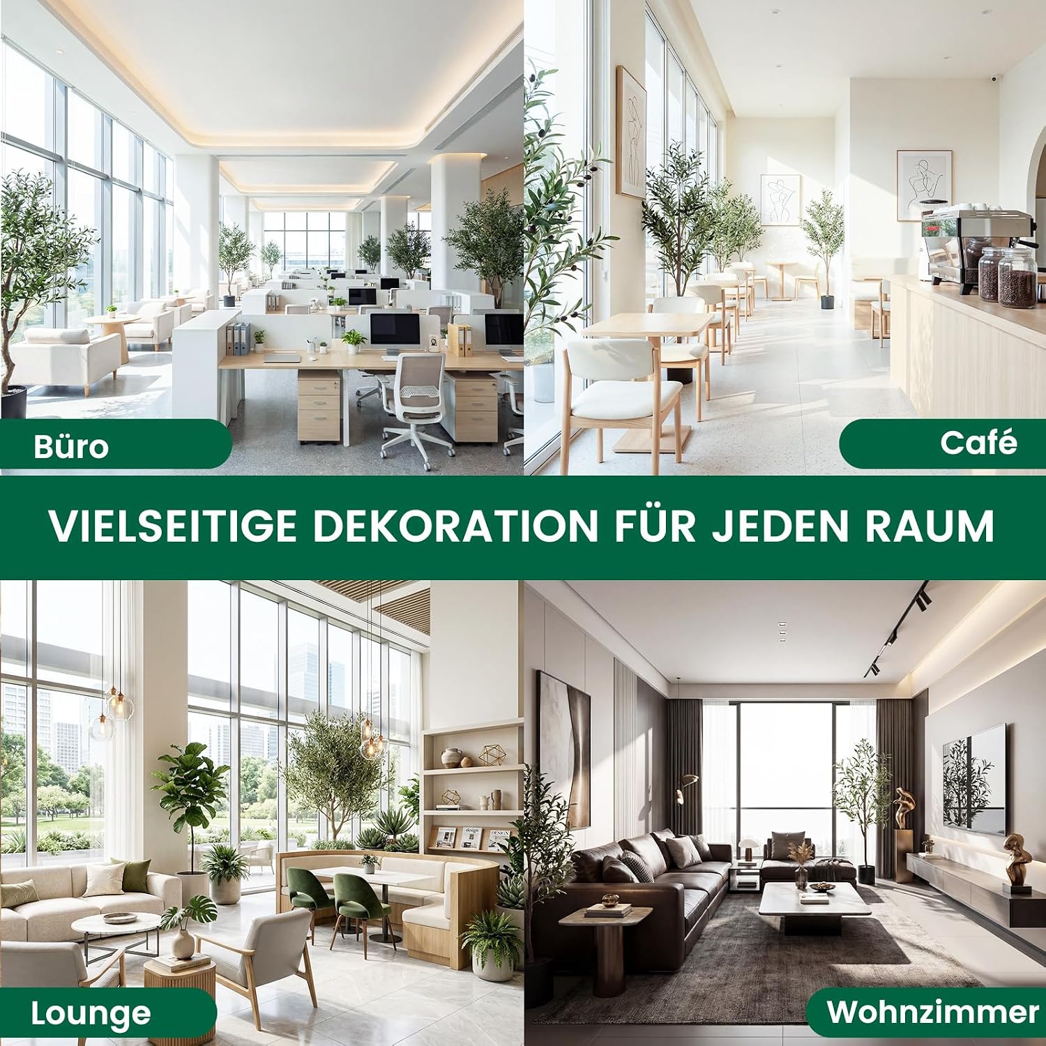 Artificial Olive Tree, 150 cm, Artificial Plant Like Real with Pot & Thicker Trunk - More Leaves & Olives, Care Free. Ideal as Artificial Tree Indoor, Decorative Tree for Living Room, Office, Shop – Bild 10
