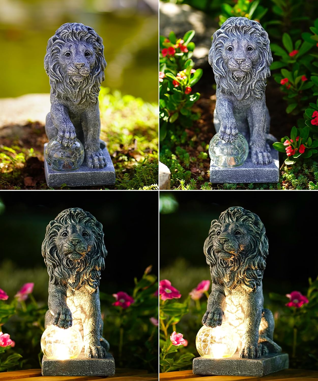 Yeomoo Lion Figurines with Ball Solar Lights Decoration for Outdoor Room – Bild 6