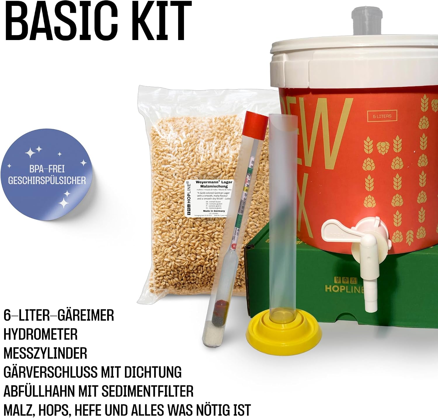Hopline Blonde Beer Brewing Set - Brew Beer Yourself - 5 Litres - Beer Gift - Gifts for Men, Dads, Friends - Birthday Gift - Gift Ideas for Men - Beer Gifts for Men – Bild 2