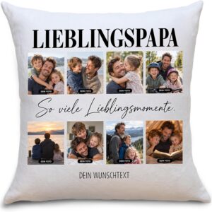 OWLBOOK® Photo Cushion for Dad with 8 Photos Design Yourself | Dad Gift