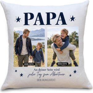 OWLBOOK® Photo Cushion for Dad with 2 Photos Design Yourself | Papa