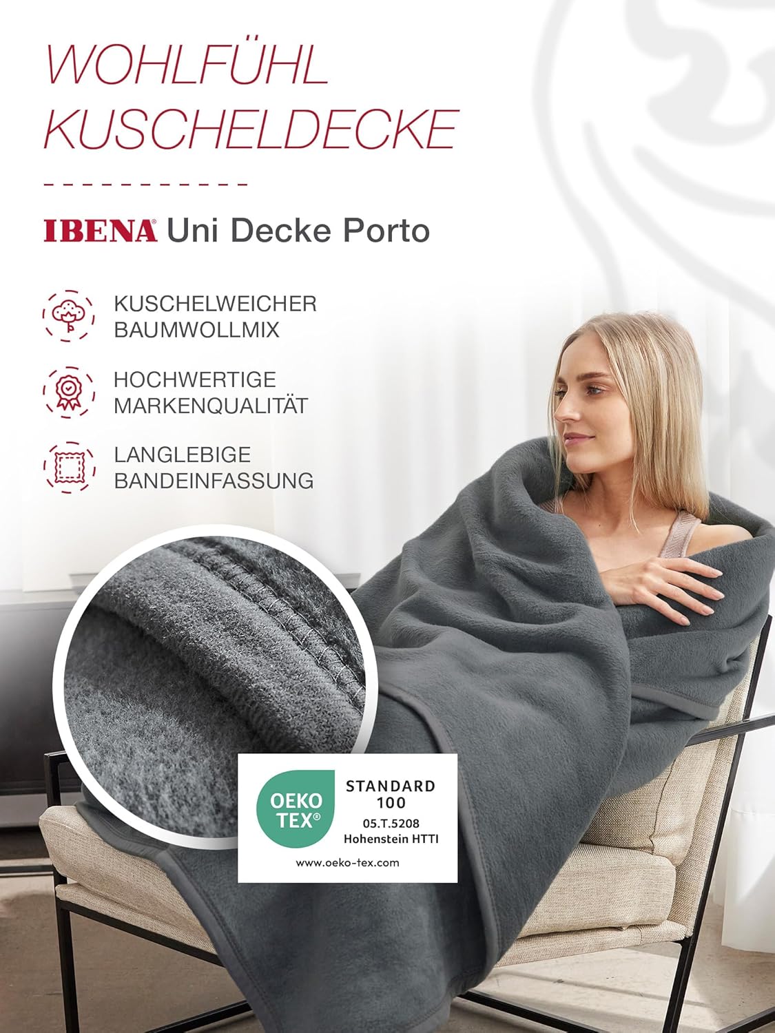 Ibena Cuddly Blanket / Bedspread / Wool Blanket, 150 x 200 cm – Bild 2