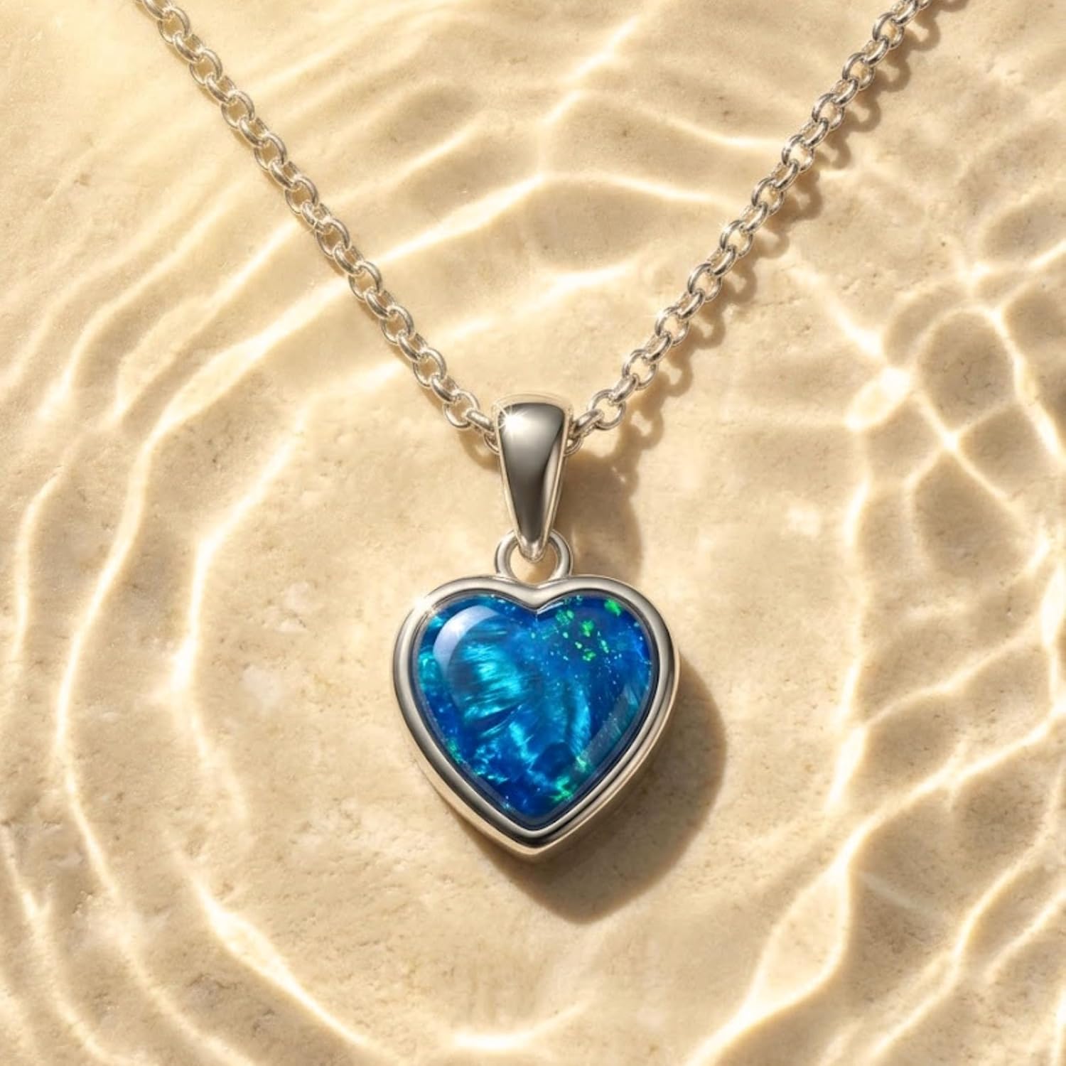 Women's Australian Opal Necklace - Handmade 925 Sterling Silver Opal Pendant with 18K White Gold Coating - Adjustable Genuine Jewellery for Everyday and Special Occasions – Bild 2