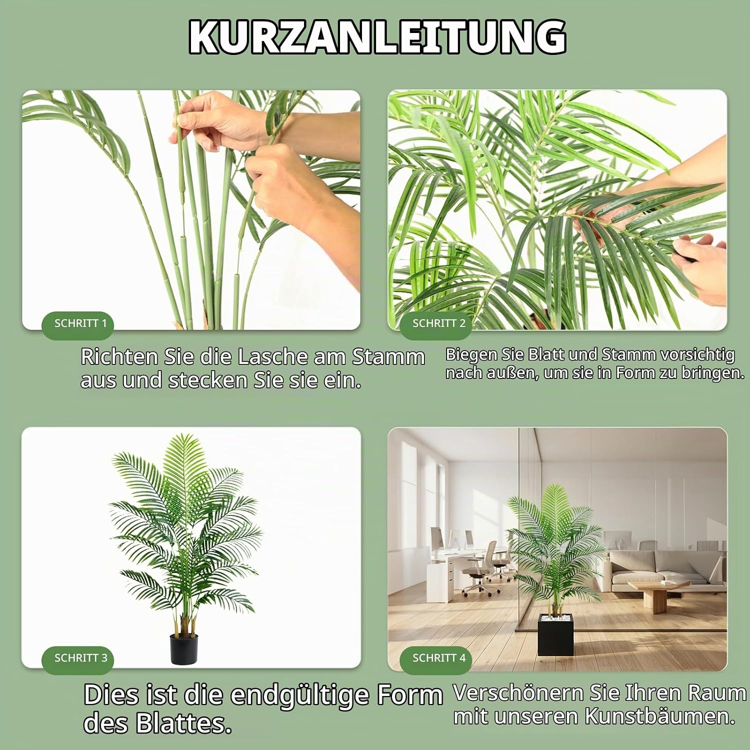 Artificial Plants 120 cm Artificial Palm Tree Large in Black Pot – Bild 9