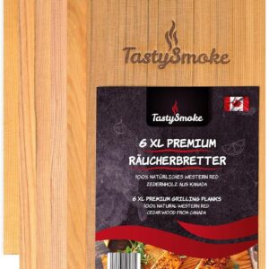 Premium Cedar Wood Board for Grilling – 100% Natural Product Made from Western Red Cedar – Cedar Wood Grill Boards in Value Pack of 6 – Reusable Several Times