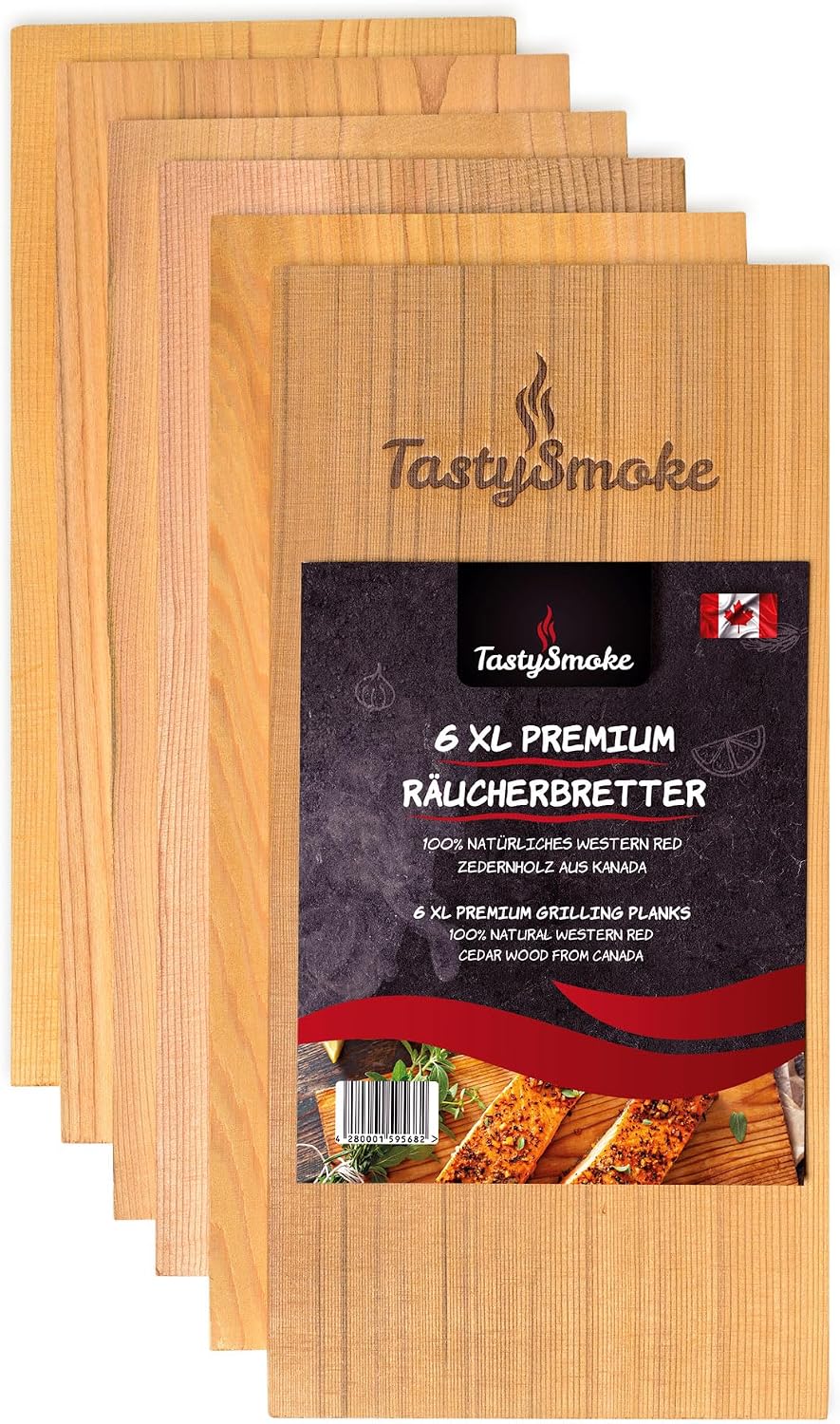 Premium Cedar Wood Board for Grilling - 100% Natural Product Made from Western Red Cedar - Cedar Wood Grill Boards in Value Pack of 6 - Reusable Several Times