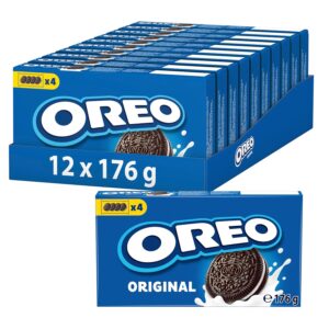 OREO Original Chocolate Cookies with Vanilla Cream, 176 g (Pack of 12)