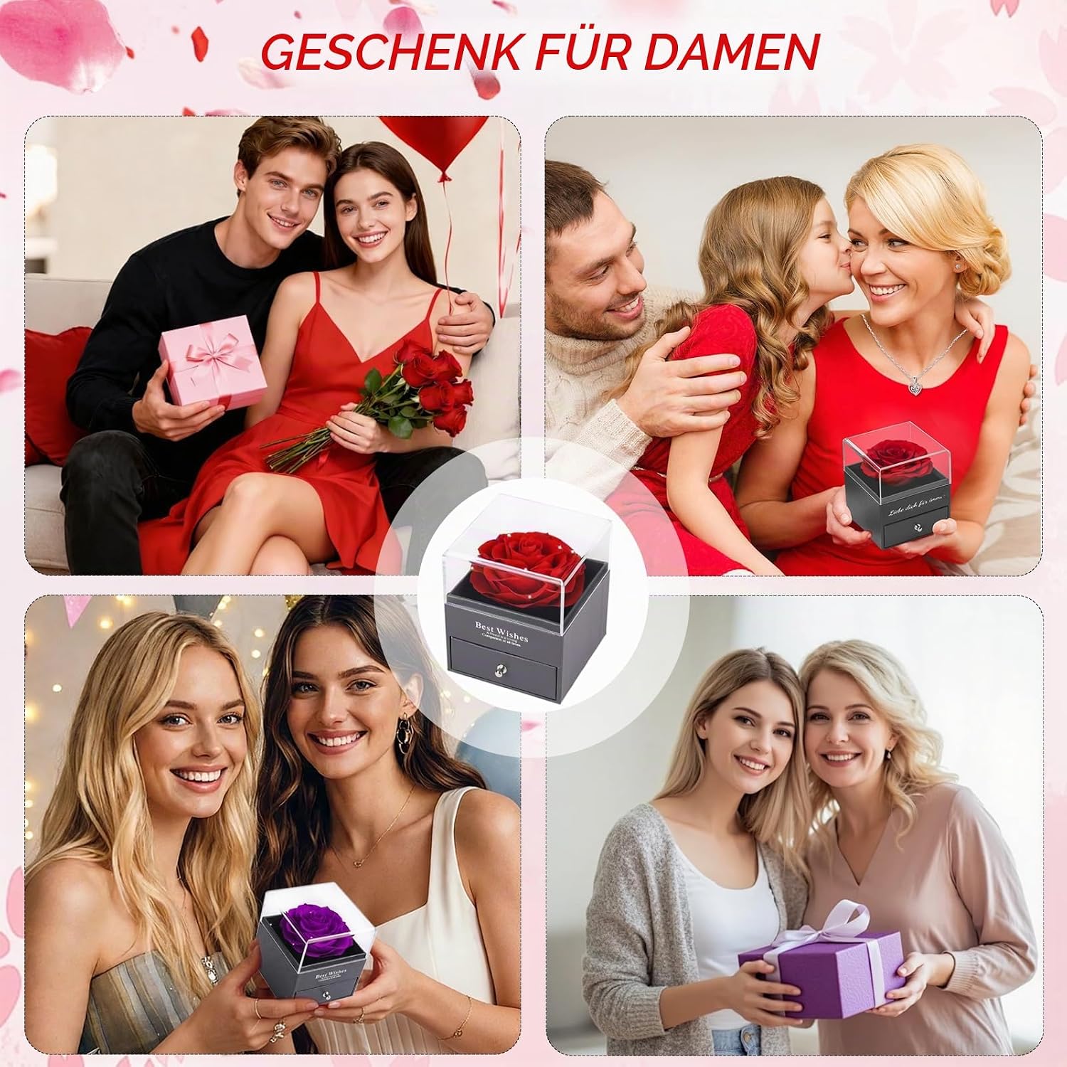 Eternal Rose for Women, Gift Box with Chain Bracelet Red Infinity Roses Birthday Gift Mother Wife Girlfriend Grandma – Bild 6
