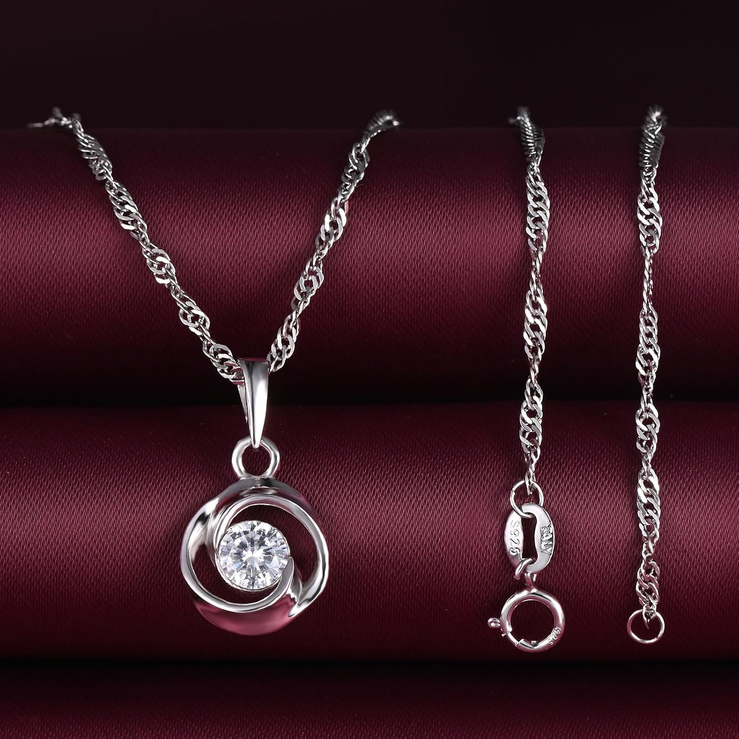 Yumilok Women's Necklace 925 Sterling Silver Cubic Zirconia Twist with Pendant for Women Birthday Mother's Day – Bild 3