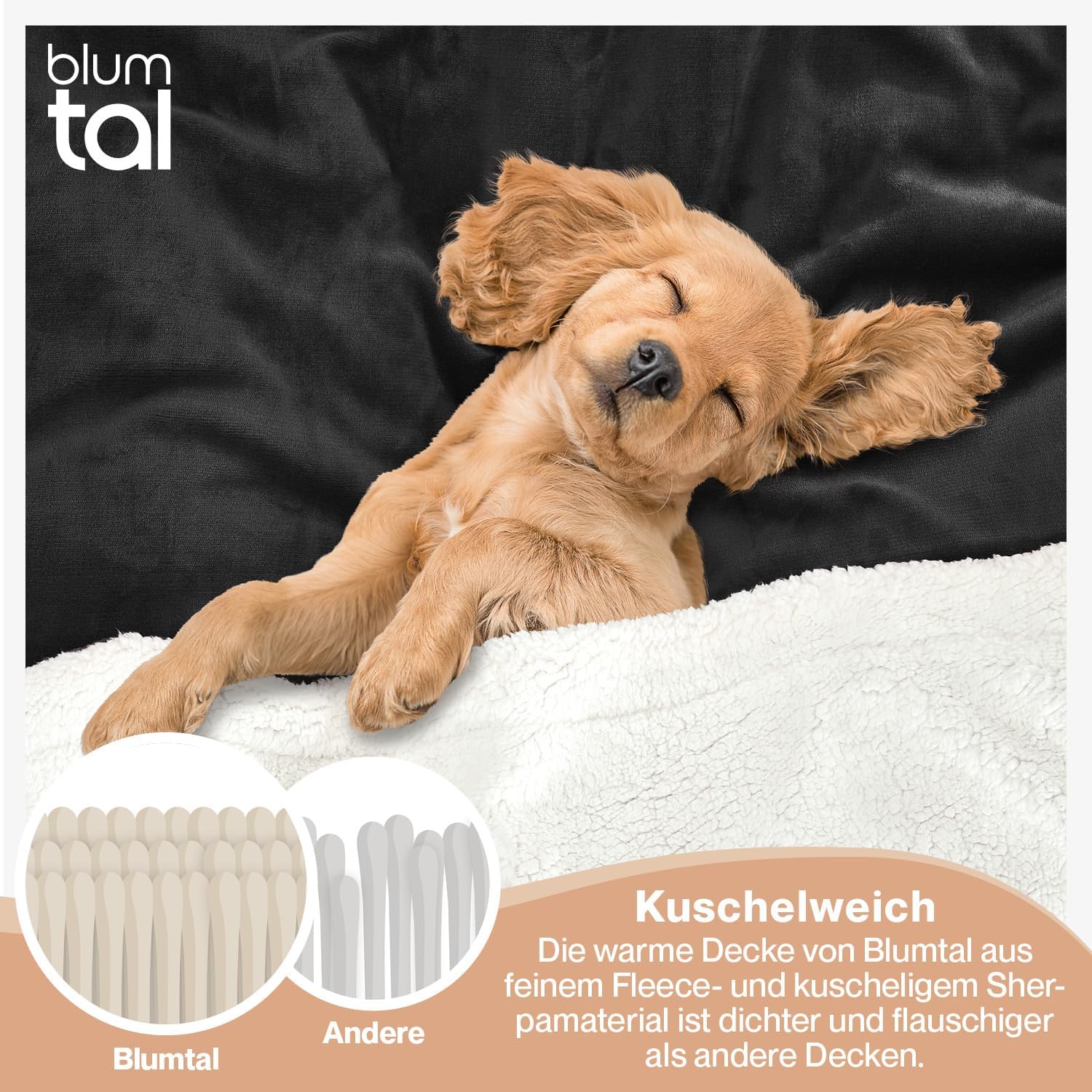 Blumtal Premium Sherpa Cuddly Blanket, Fluffy, 150 x 200 cm, Oeko-Tex Certified, Sofa Blanket with Thick Sherpa Inside, Super Fluffy Blanket, Extra Thick and Warming, Plush Blanket, Anthracite – Bild 4