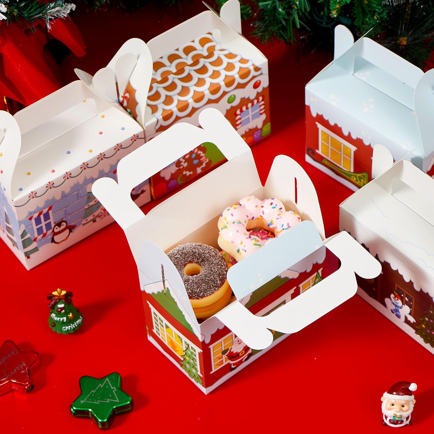 JOYIN Pack of 24 3D Christmas Gift Boxes, Gift Box Sweets, Cakes, Chocolate, Cookies, Biscuits Cardboard for Christmas, Gift Wrapping (Christmas House) – Bild 9
