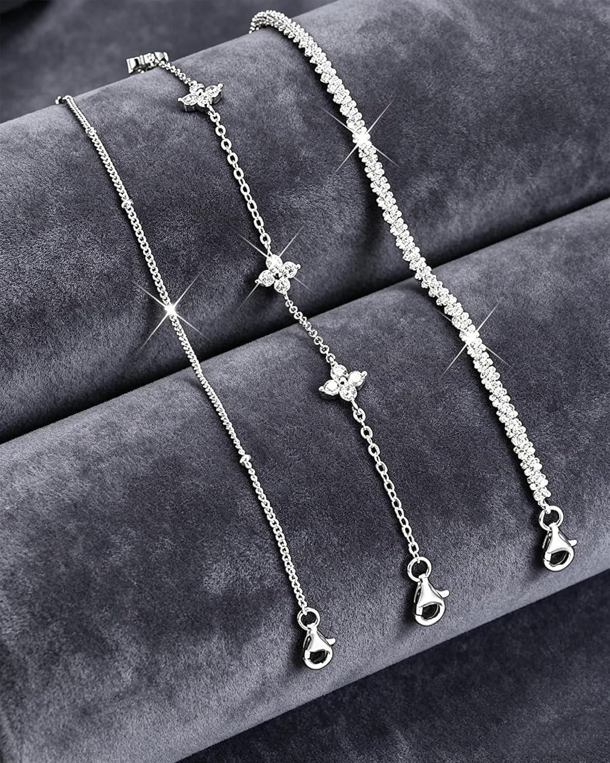 Women's Bracelet 3-Piece Set Silver 925 Sterling Silver Adjustable Silver Jewellery Nickel and Lead Free Suitable as a Birthday Gift for Women and Girls – Bild 5