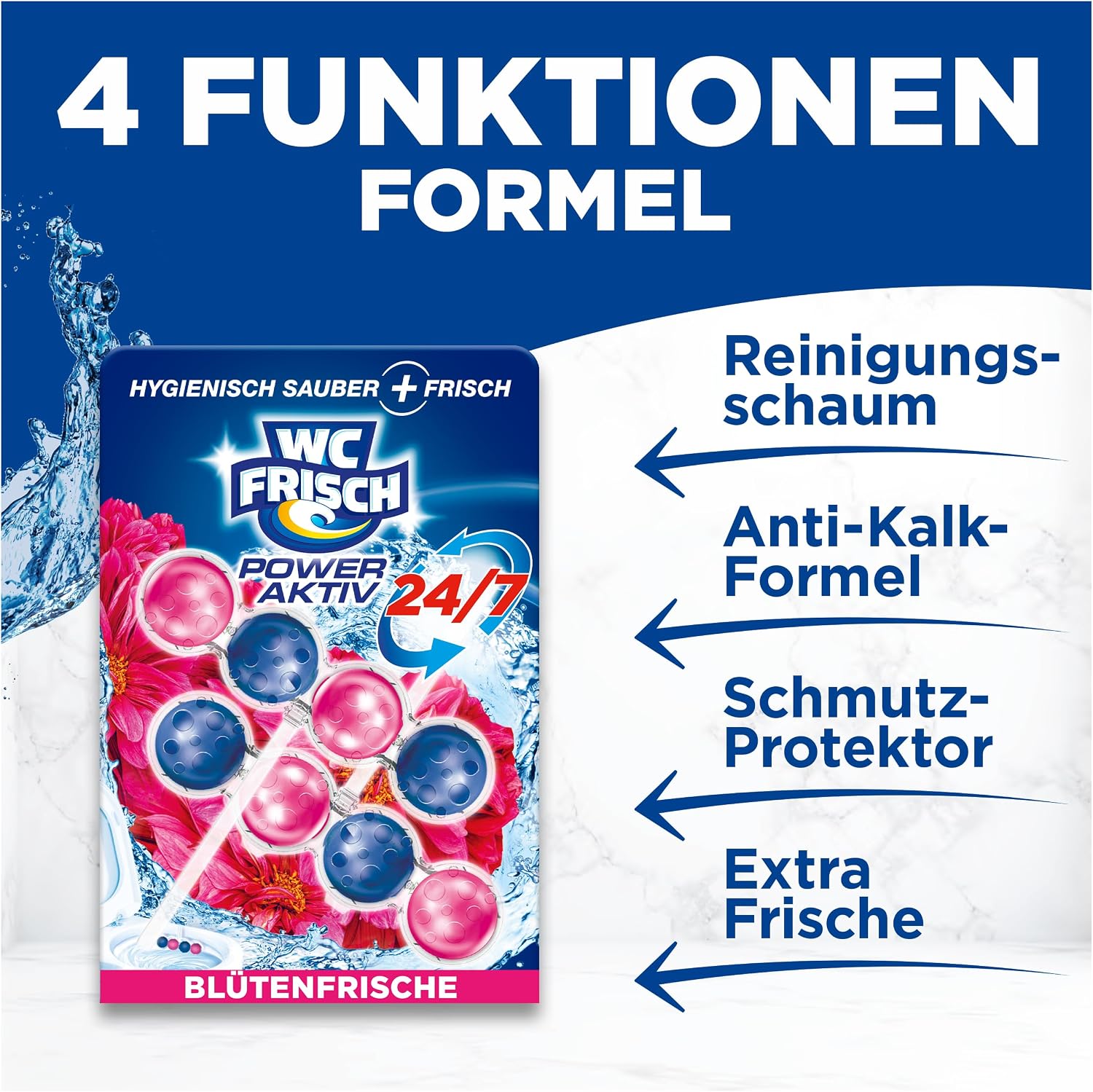WC Frisch Kraft Aktiv Duftspüler Blütenfrische (10er), Klostein Einhänger – Bild 4