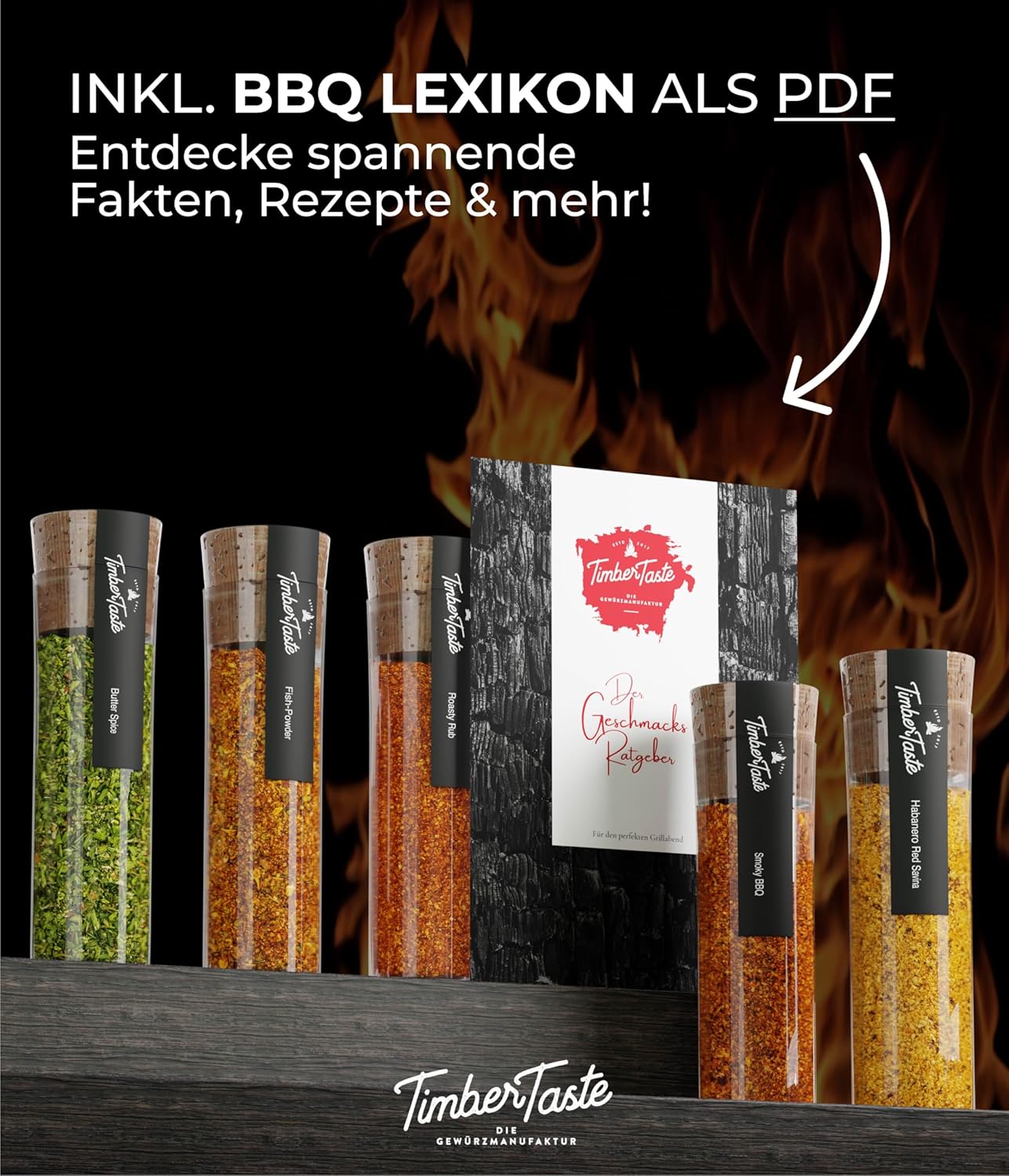 TIMBER TASTE® Barbecue Spice Gift Set – 5 BBQ Spices Rubs & Marinades Elegant Packaging Spice Set Gift Men's Gifts Spice Set Birthday Gift for Men Delicatessen Gifts for Men – Bild 6