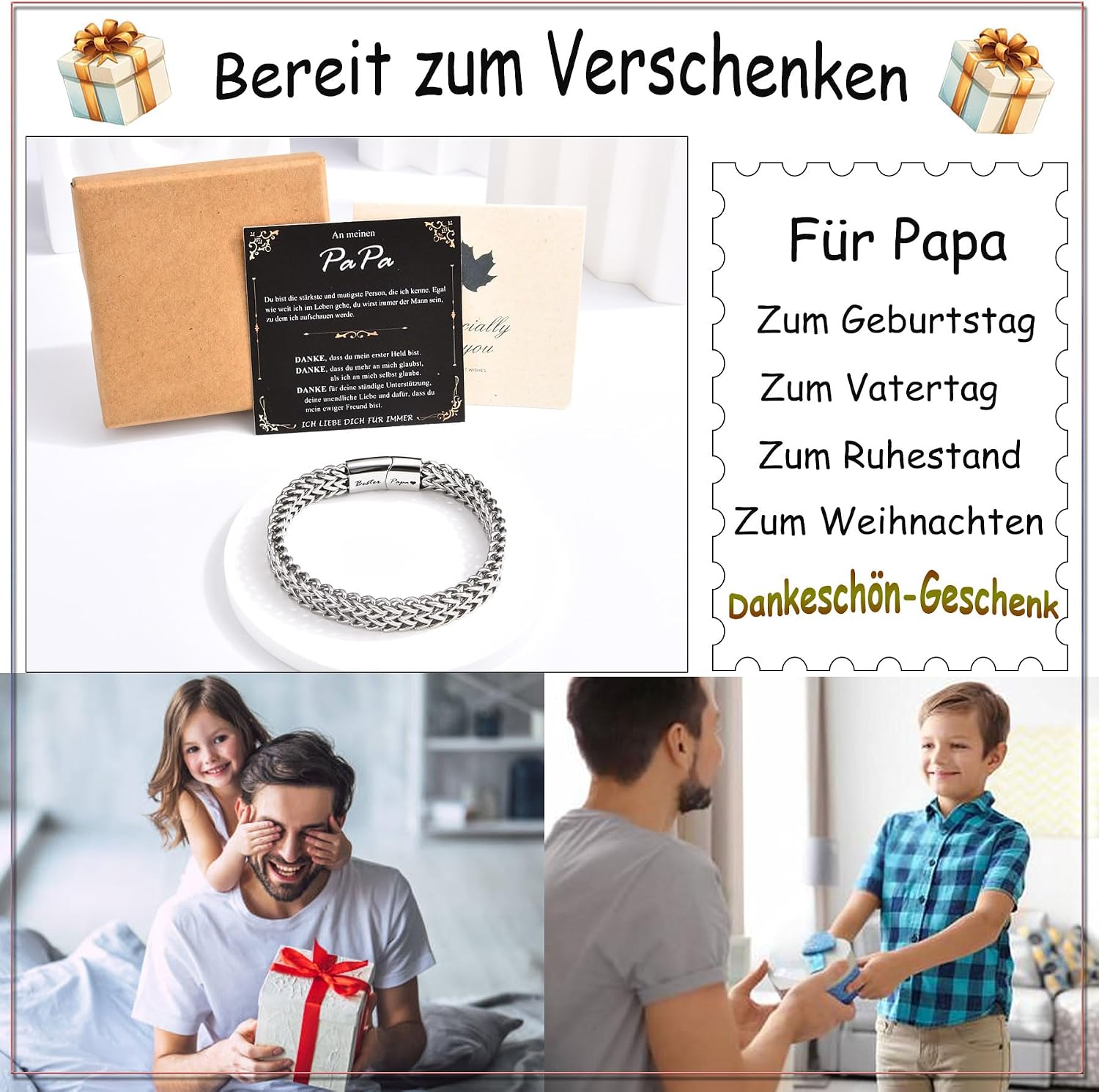 Gifts for Men Bracelet with Engraving Men's Gift for Dad Son Brother Uncle Man for Birthday Christmas Father's Day Valentine's Day – Bild 7