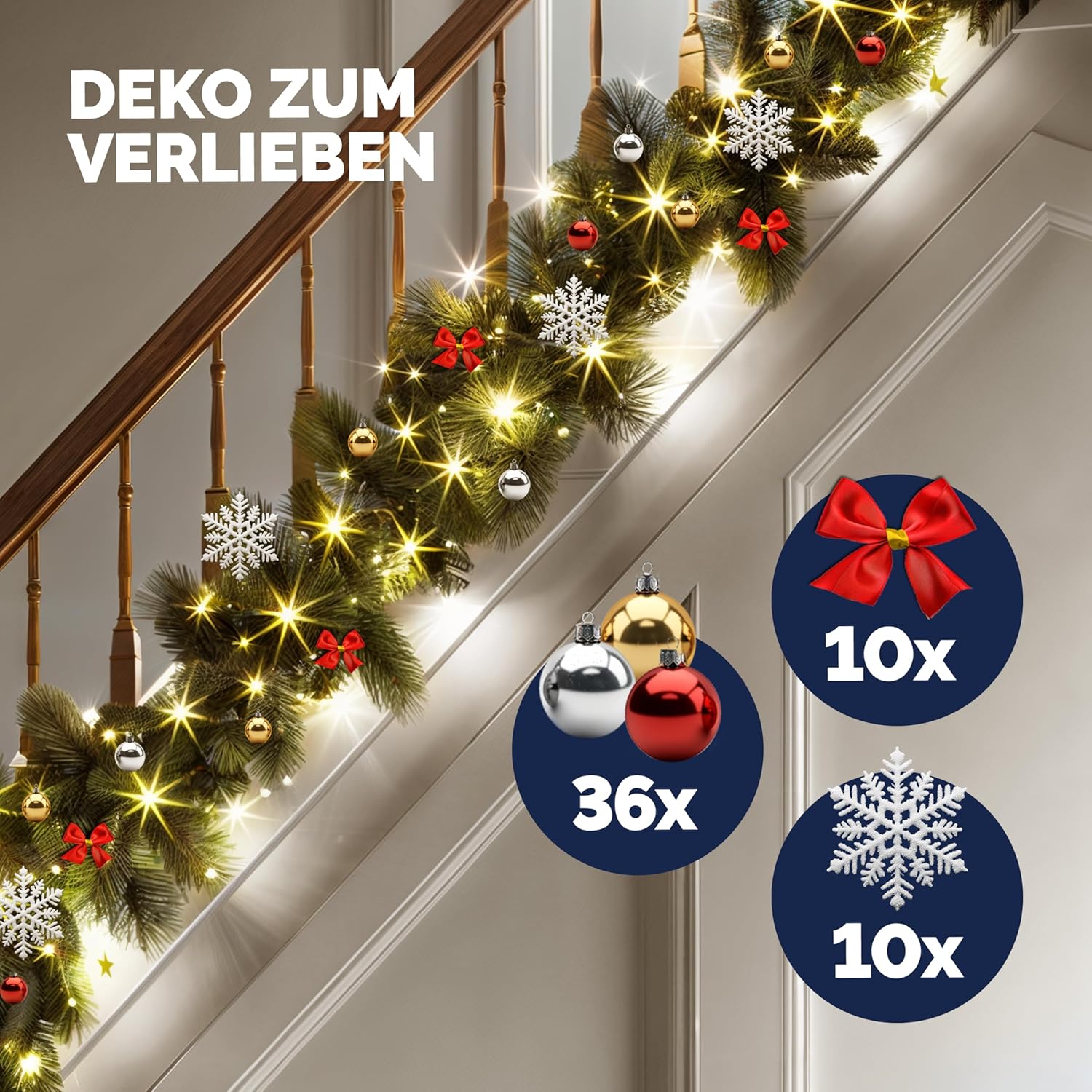 CASARIA Christmas Garland with Lighting Decoration 5 m 80 LEDs – Bild 4
