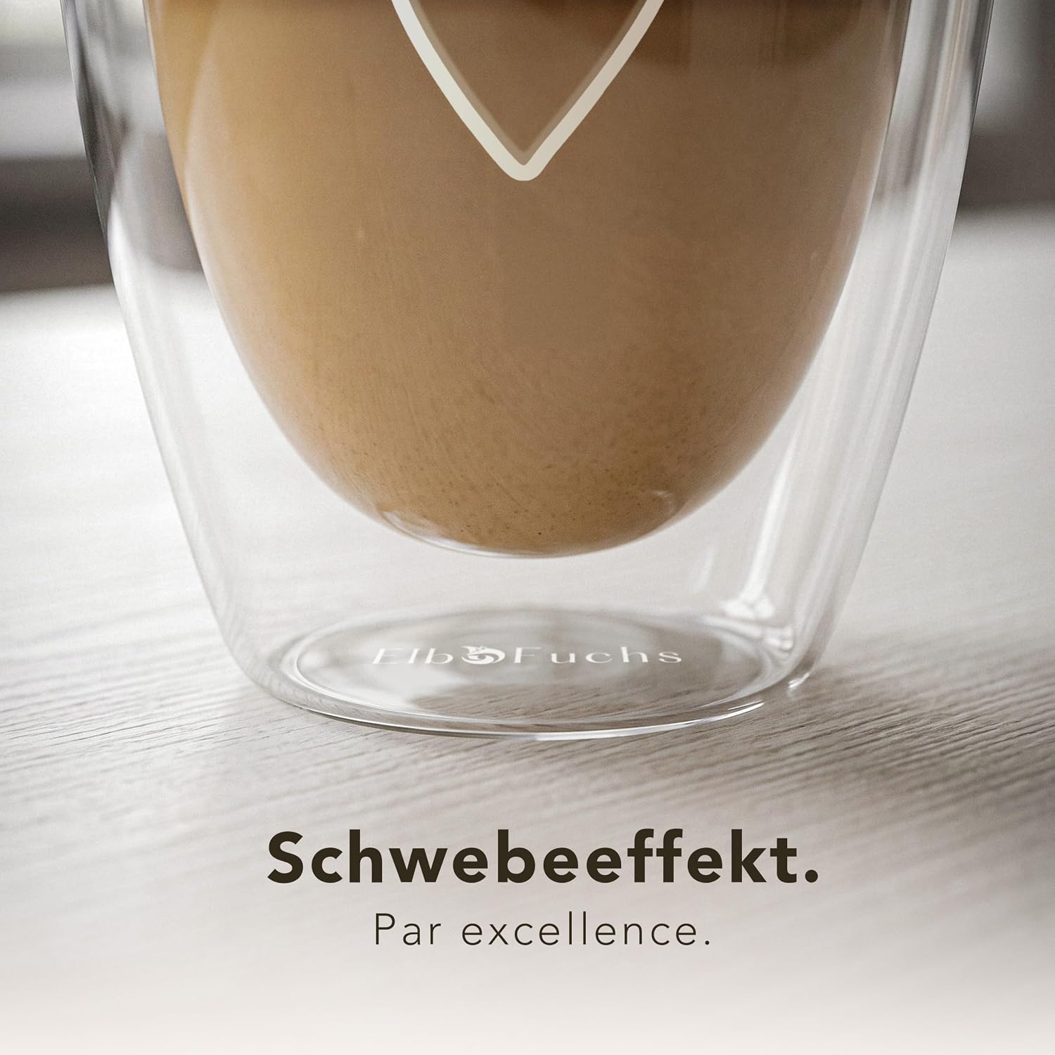 ElbFuchs® Latte Macchiato Glasses Double-Walled, 4 x 350 ml, Gift Idea with HEART, Crystal Clear Thermal Glasses Double-Walled, Ideal as Cappuccino Glasses, Coffee Glasses, Tea Glasses – Bild 5