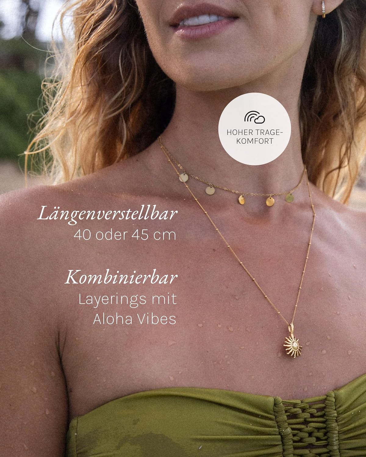 Purelei Kalea Kette Damen – Halskette Damen aus langlebigem Edelstahl – Wasserfeste Kette mit Anhänger – 40-45 cm Länge verstellbar – Halskette für deinen individuellen Look – Bild 6