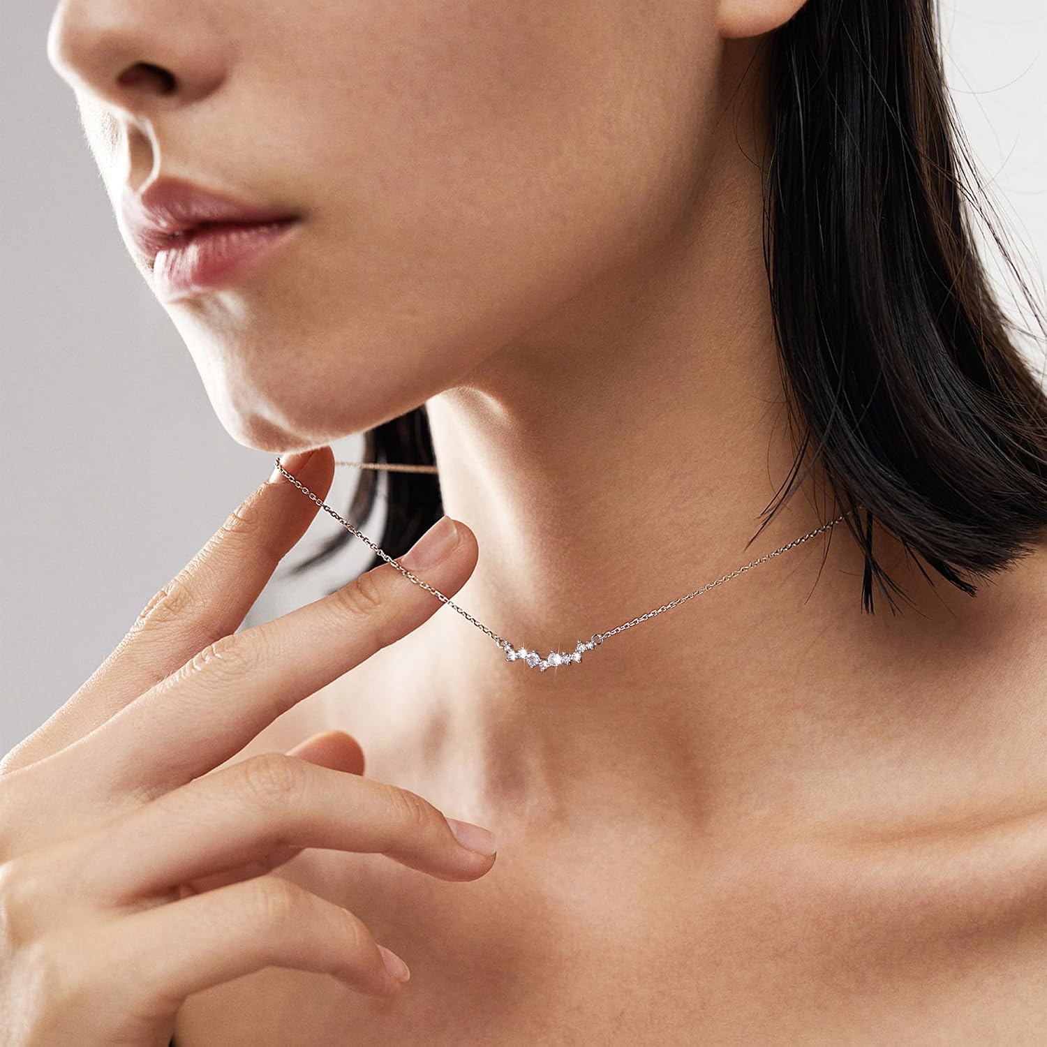 Halskette Damen Gold Silber 925 Zirkonia Verstellbar Stapelbar Geschenk – Bild 4