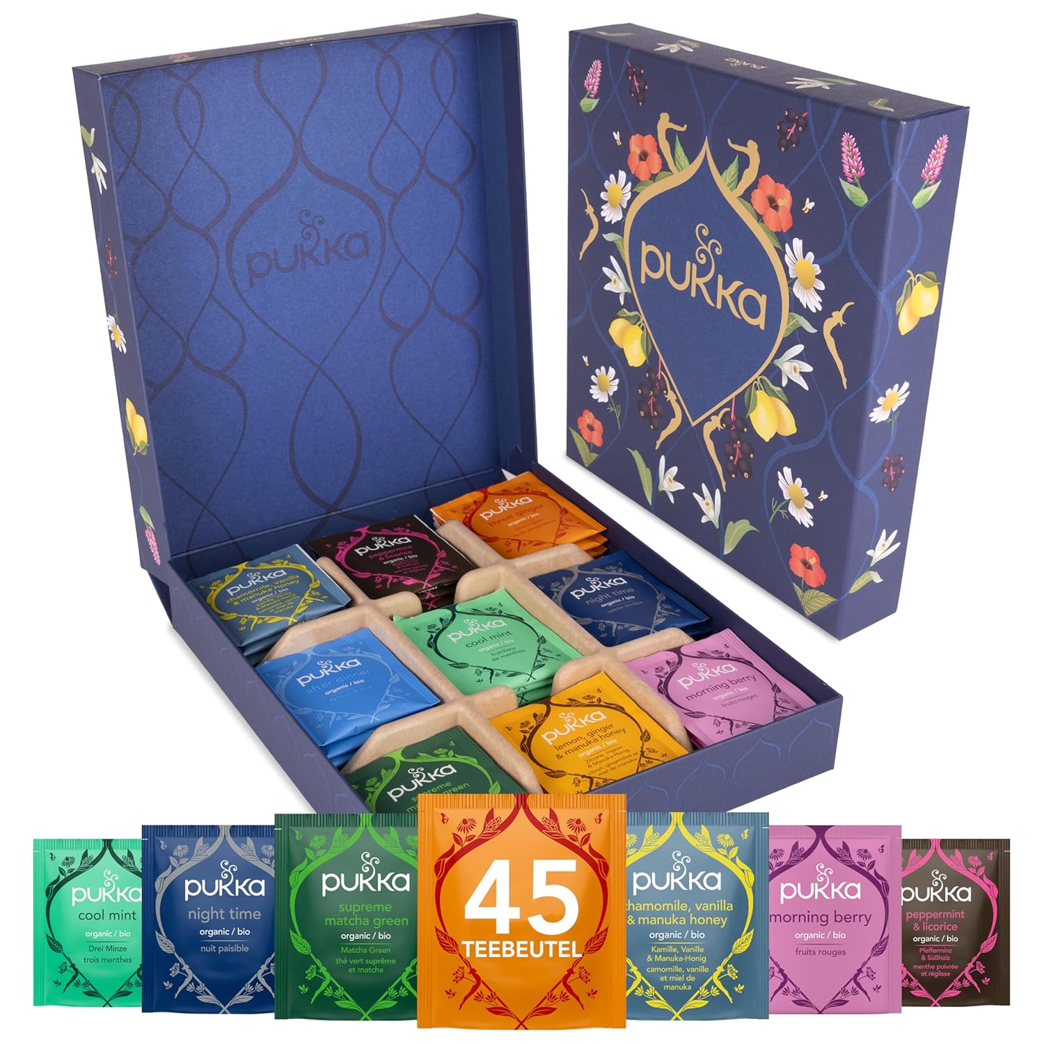 Pukka Organic Herbal Tea Gift Set, 9 Varieties Selection, 45 Tea Bags
