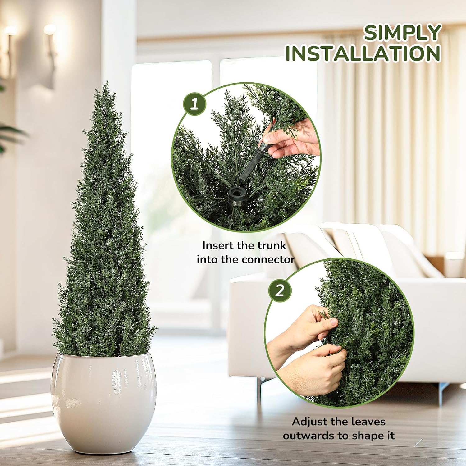 GarveeLife 5ft Artificial Cedar Topiary Trees - Set of 2 – Bild 3