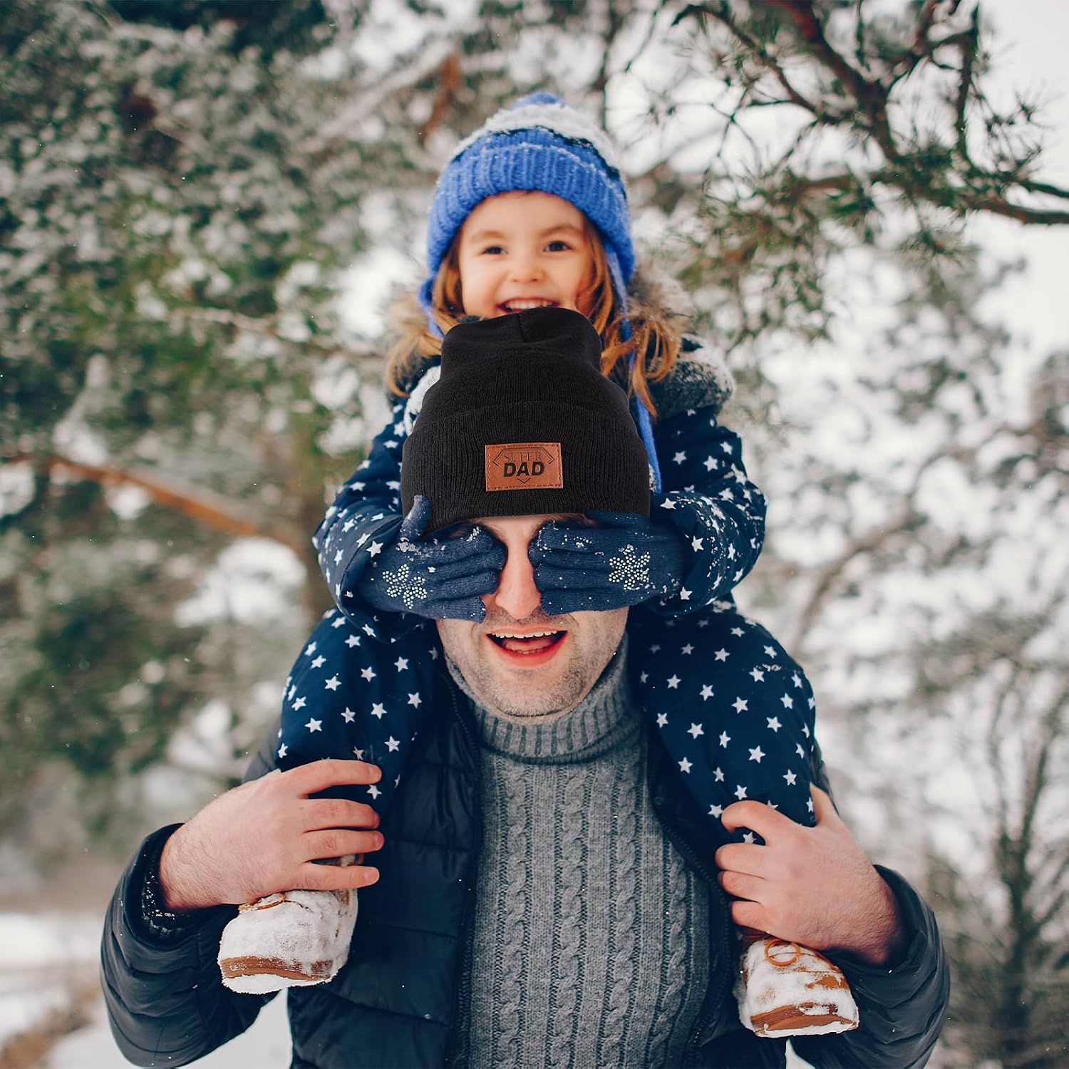 Belillpipi Herren Mütze Strickmütze Beanie für Papa Opa, Papa Opa Geschenk zum Vatertag, Geburtstagsgeschenk für Papa Opa, Geschenkideen für Papa Opa, Schwarz – Bild 2