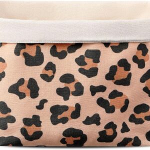 Xuniea Leopard Print Fabric Bread Basket Gift Basket Empty Bread Bag