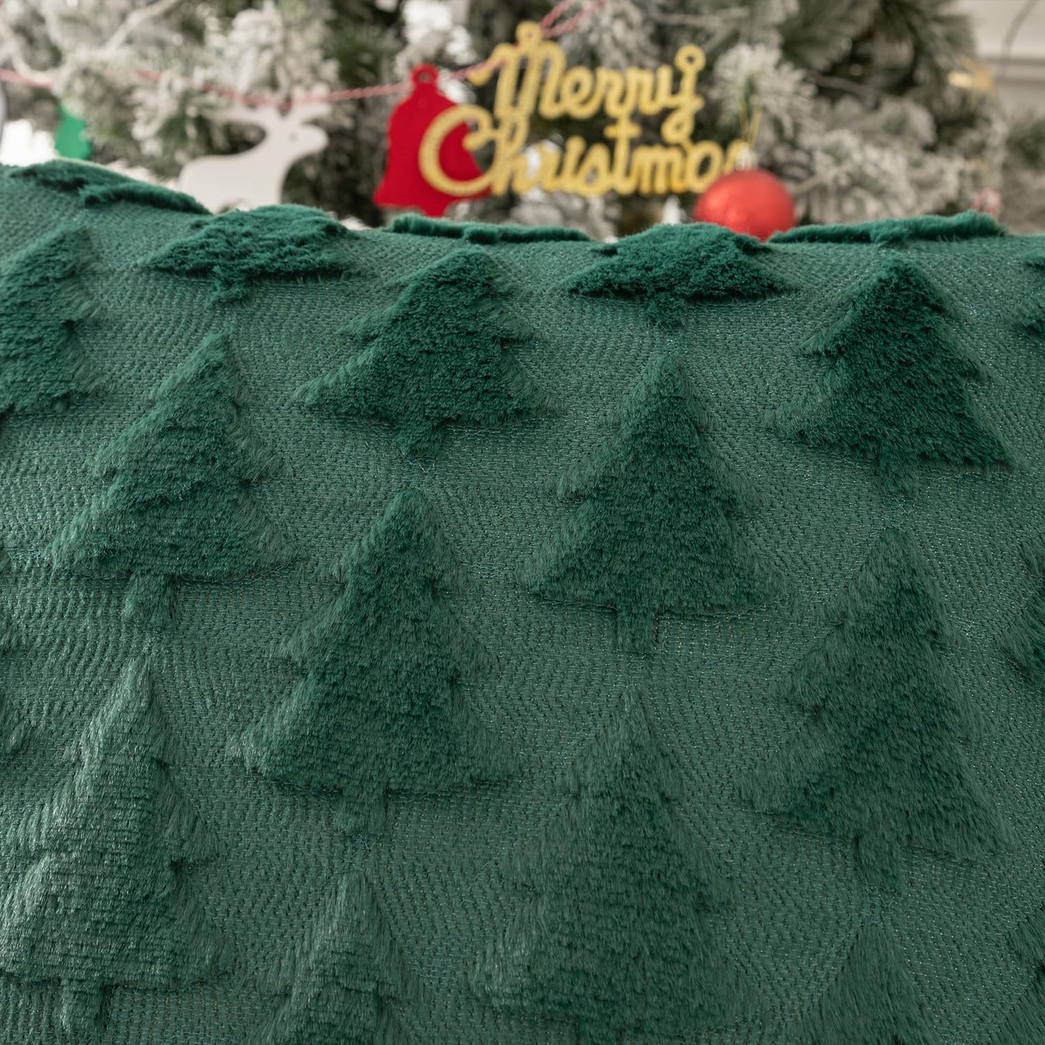 Christmas Cushion Cover, Pack of 2, Christmas Decoration 45 x 45 cm, Winter, Christmas Decoration Inner Cushion Cover 45 x 45 cm, for Aesthetic Room Decoration (Tree Green) – Bild 4